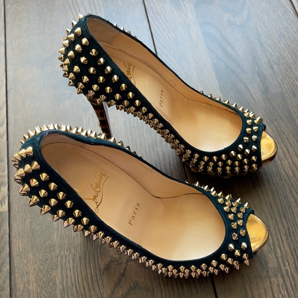 Christian Louboutin Leopard and Black Studded Heels - Picture 10 of 13